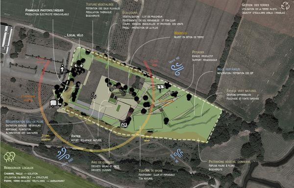 Plan masse environnemental, Collège Talmont Saint-Hilaire © AER architectes