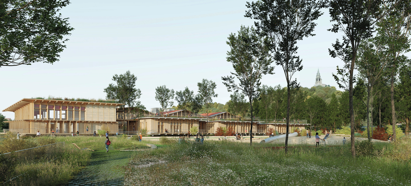 Construction de la cité de l'Enfance (crèche et groupe scolaire) et d'un jardin public à Cenon