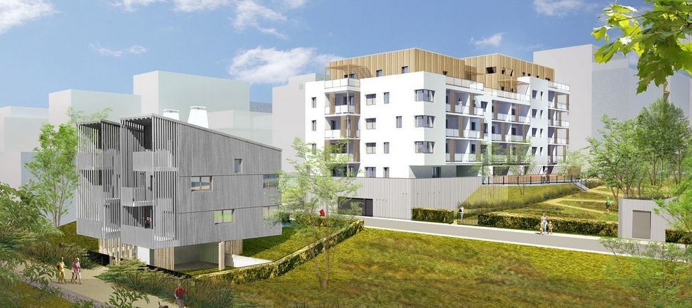 Construction de 32 logements collectifs et 2 maisons accolées Zac la Duchère à Lyon